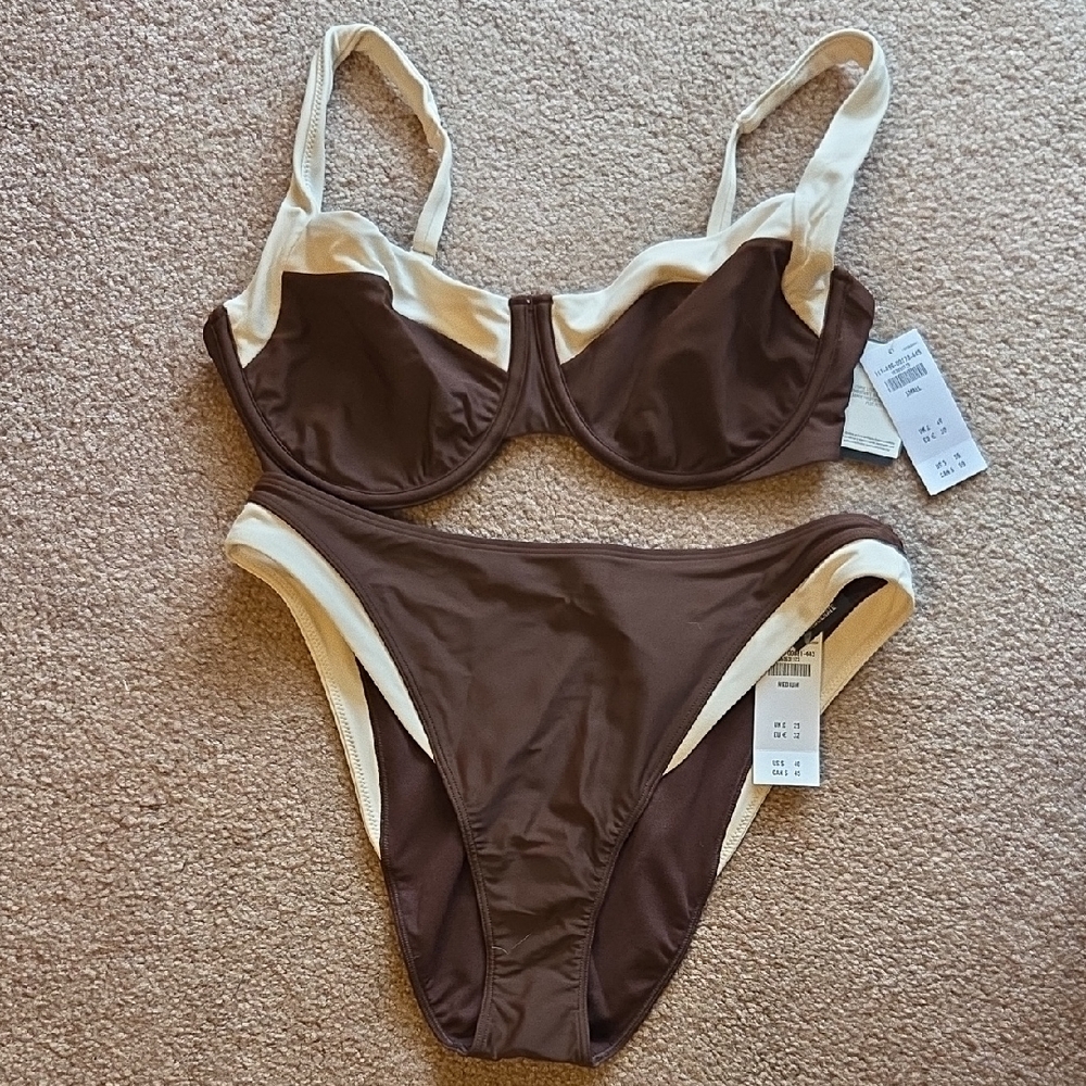 NWT Abercrombie Curve Love Swim Top- Size Small and Moderate Swim Bottom- Med